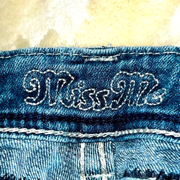 MISS ME 👖 DISTRESSED DESTROYED RIPPED THICK STITCH BOOTCUT JEANS Women 36/18 L33 - Picture 12 of 14